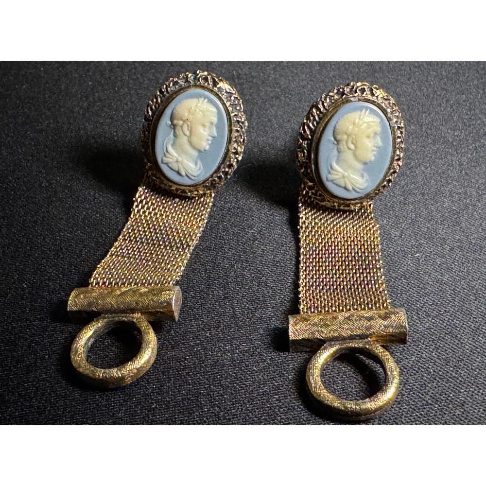 Vintage Dante Cameo Caesar's Head Gold Tone Cuff Links